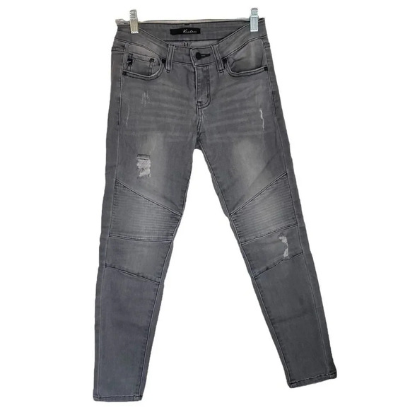 KANCAN Jeans Low Rise Moto Skinny Distressed Gray KC8201GR Size 1 / 24W - Picture 1 of 8